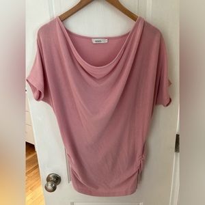 Blush pink cowl neck short sleeve shirt: Rickis